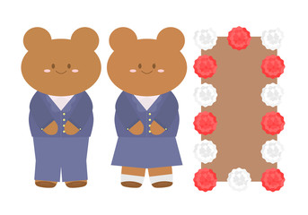 制服を着た学生熊のキャラクターセット１