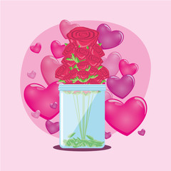 Happy valentines day hearts and roses vector design