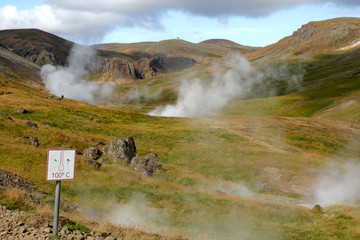 Western Iceland's Green Thermal Hills During Summertime