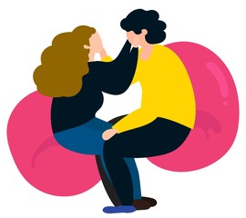 Fototapeta premium happy romantic loving couples cartoon vector Illustrations N set