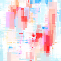 Bright colored digital abstract painting. Square background artwork. Painting in pastel color scheme