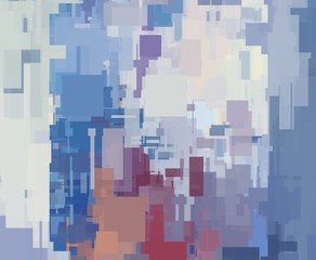 Multicolored rectangles, digital abstract painting. Beautiful random colors background artwork. Painting in cold colors scheme with an accents