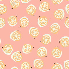 Hand-drawn lemons seamless pattern in vector
