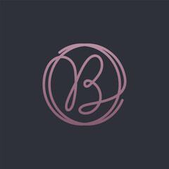 Letter B Logo, handwriting template , circle concept - Vector