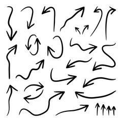 Hand drawn arrow vector icons set. sketch arrow design for business plan and education.