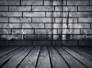 room with brick wall