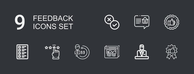 Editable 9 feedback icons for web and mobile