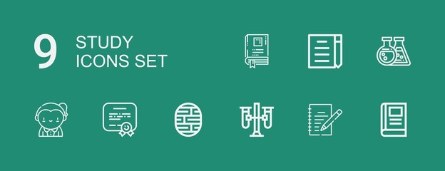 Editable 9 study icons for web and mobile