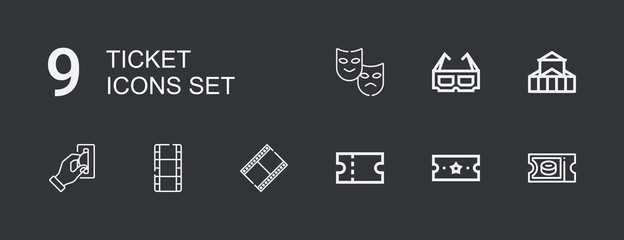 Editable 9 ticket icons for web and mobile