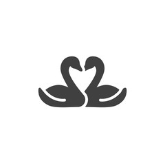 Swans couple vector icon. filled flat sign for mobile concept and web design. Two swan heart glyph icon. Love and valentines day symbol, logo illustration. Vector graphics