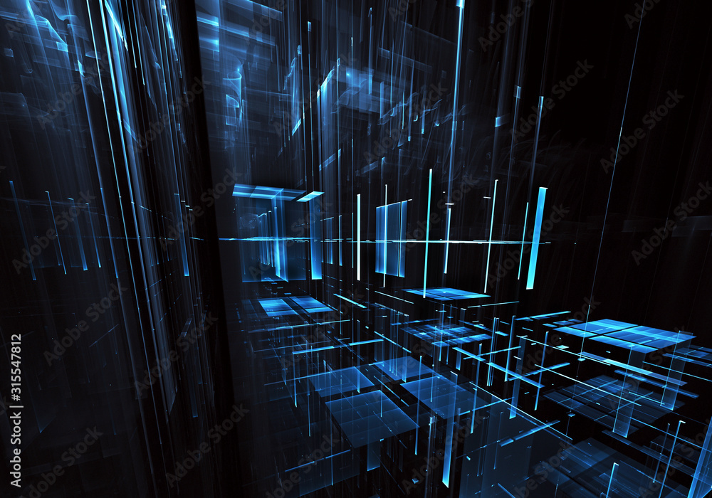 Poster fractal background for use in creativity and design projects. technological fractal. abstract 3d ill