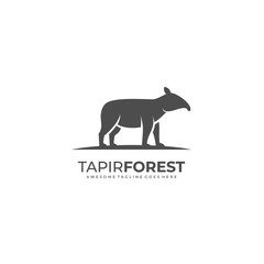 Vector Logo Illustration Tapir Forest Silhouette Style