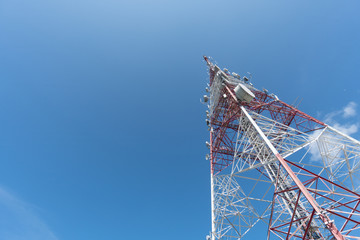 Communication tower and blue sky view