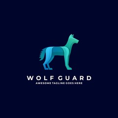 Vector Logo Illustration Wolf Guard Gradient Colorful