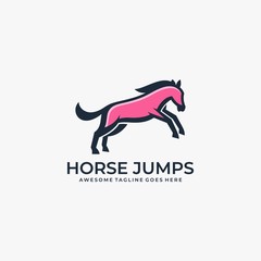 Vector Logo Illustration Horse Jump Mascot Cartoon
