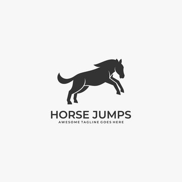 Vector Logo Illustration Horse Jump Silhouette style
