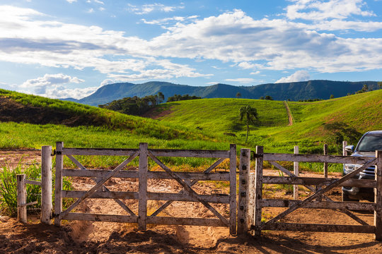 Beautiful landscape in State of Minas Gerais in Brazil. Serra do Morro Escuro (Dark Mountain) where Brazilians are trying to stop iron ore mining is seen in the background.
