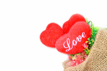 The red heart in the sack of love