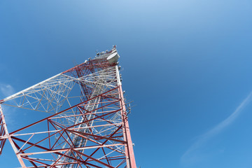 Communication tower and blue sky view