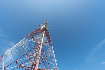 Communication tower and blue sky view