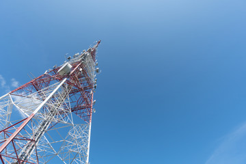 Communication tower and blue sky view