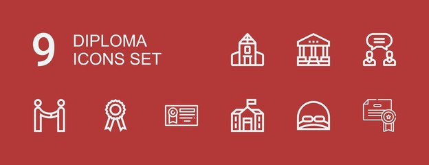 Editable 9 diploma icons for web and mobile