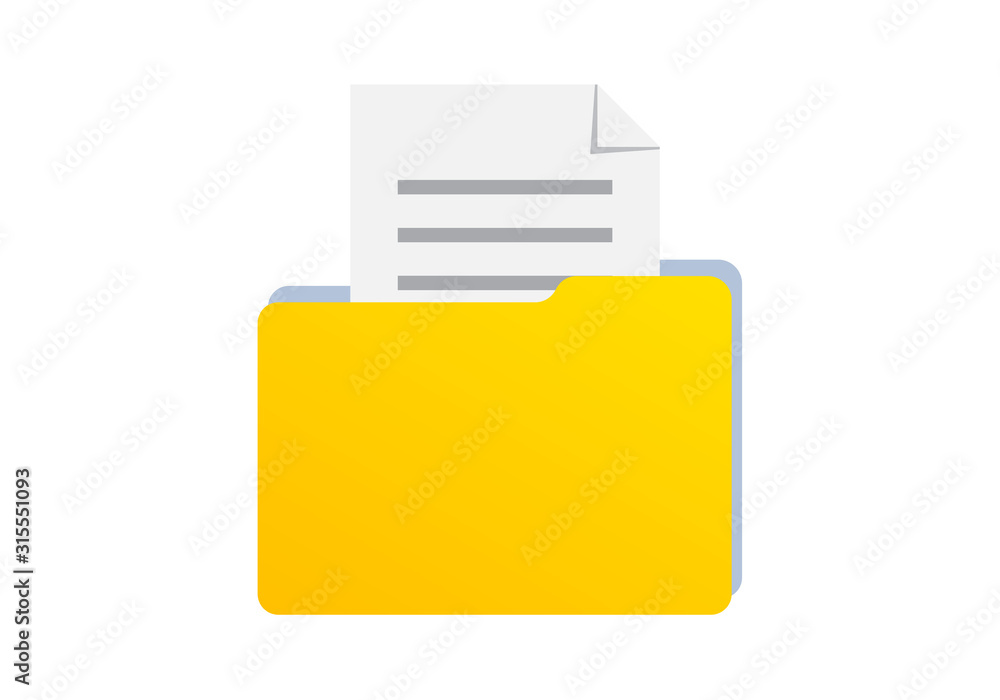 Poster file folder icon with paper document. vector illustration.