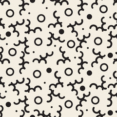 seamless abstract monochrome texture pattern background from dot and curl line