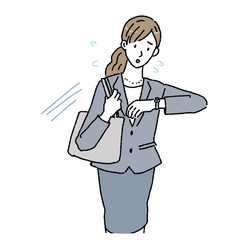 時計をみる　ビジネスウーマン　女性　イラスト
