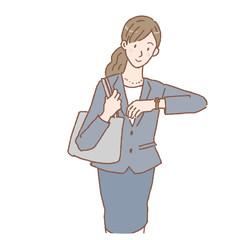 時計をみる　ビジネスウーマン　女性　イラスト