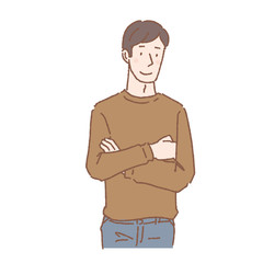 腕をくむ　男性　笑顔　イラスト