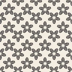 seamless monochrome star flower pattern background