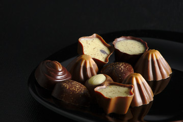 Gourmet chocolate variety for romantic gift, Valentine's gift copy space