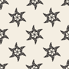 seamless monochrome abstract star flower pattern background