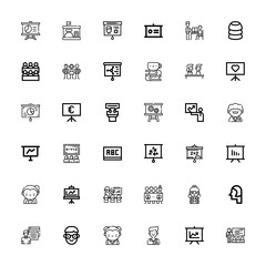 Editable 36 classroom icons for web and mobile