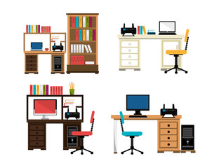 set of equipments office icons