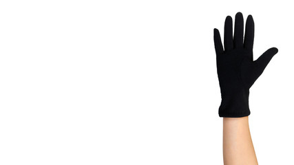 Dark fleece gloves. Winter female accessory. Isolated