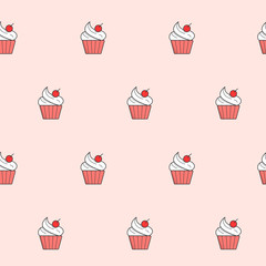 Wrapping paper - Seamless pattern of cake, cupcake and muffin for vector graphic design