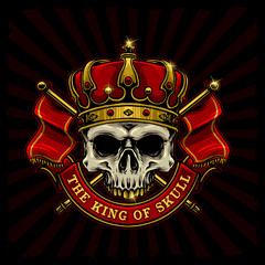 vector of skull with king crown and kingdom flag