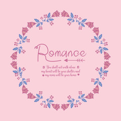Obraz na płótnie Canvas Romance greeting card design, with beautiful pink wreath frame. Vector