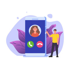 Dial number, connection concept. Flat style Vector illustration.