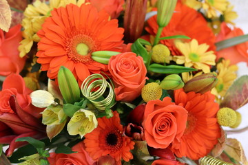 Flower arrangements. Beautiful bouquets for the holidays. Floral background, copy space. Valentines day gifts
