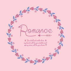 Romantic decorative of beautiful leaf and floral frame, for romance greeting card design. Vector