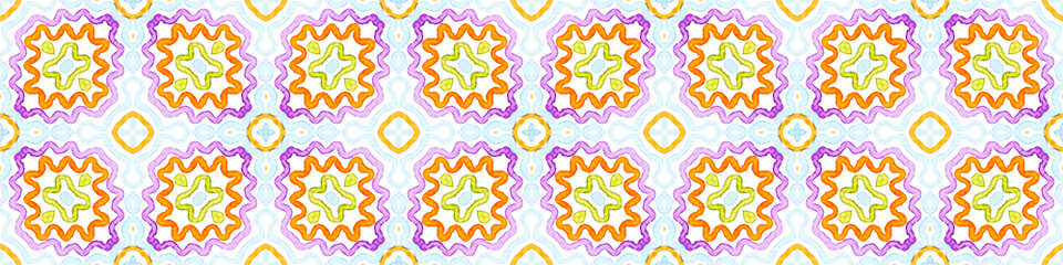 Colorful Seamless Border Scroll. Geometric Waterco