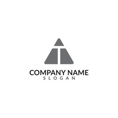 triangle logo design with letter T black color vector design