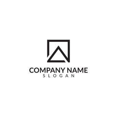 initials logo letter A with black color and square,triangle shape vector design