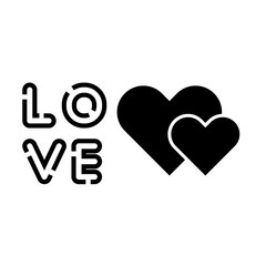 love lettering with hearts isolated icon