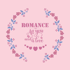 Elegant romance invitation card design, with seamless pattern of leaf and flower frame. Vector