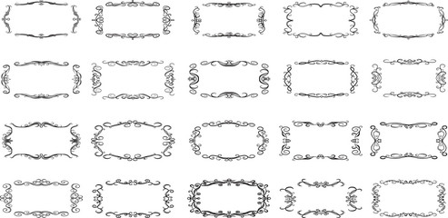 Horizontal rectangular antique pattern frame set