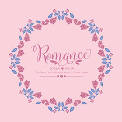 Beautiful pattern of leaf and flower frame, for romance greeting card wallpaper design. Vector